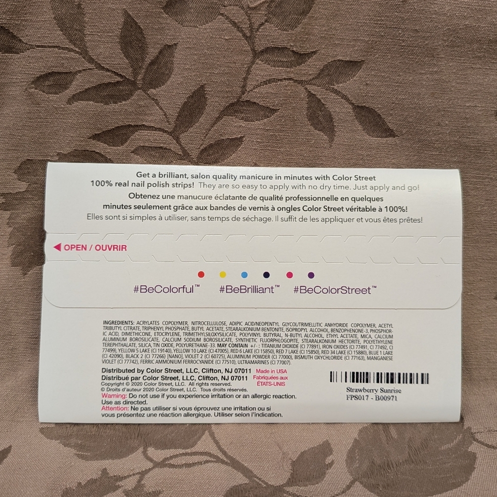 Color Street Strawberry Sunrise Pedicure Nail Polish Strips, New With Tags! - Picture 2 of 2